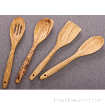 Ensemble d&#39;ustensiles en bois d&#39;olivier 4 cuillères / spatules